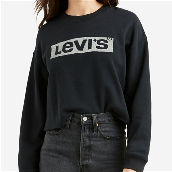 Levi's Sweaters - LEVI’S | Charcoal Logo Pullover Terry Sweatshirt